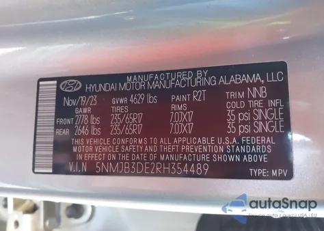 2024 Hyundai Tucson Sel from USA, damaged, VIN 5NMJB3DE2RH354489